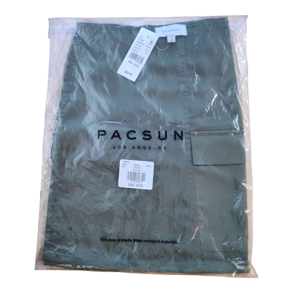 🆕️ PacSun Olive Green Satin CargoMini Skirt Womens Size Small - Picture 4 of 4